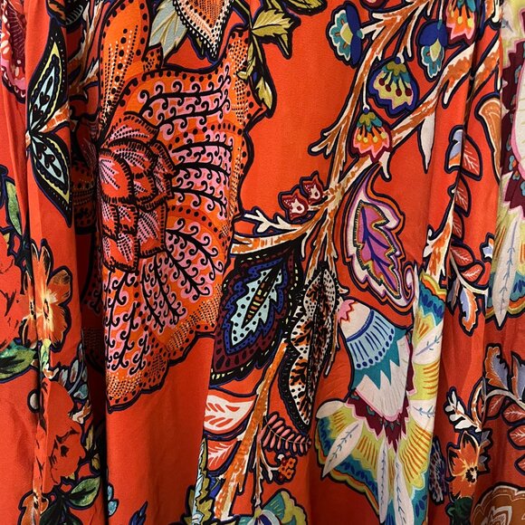 Anthropologie x Maeve Larkhill Mockneck Women Orange Floral Sleeveless Dress - Picture 5 of 9
